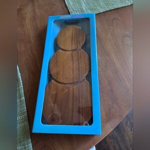 Nambe Holiday Snowman Cheese Board With Top Hat Spreader